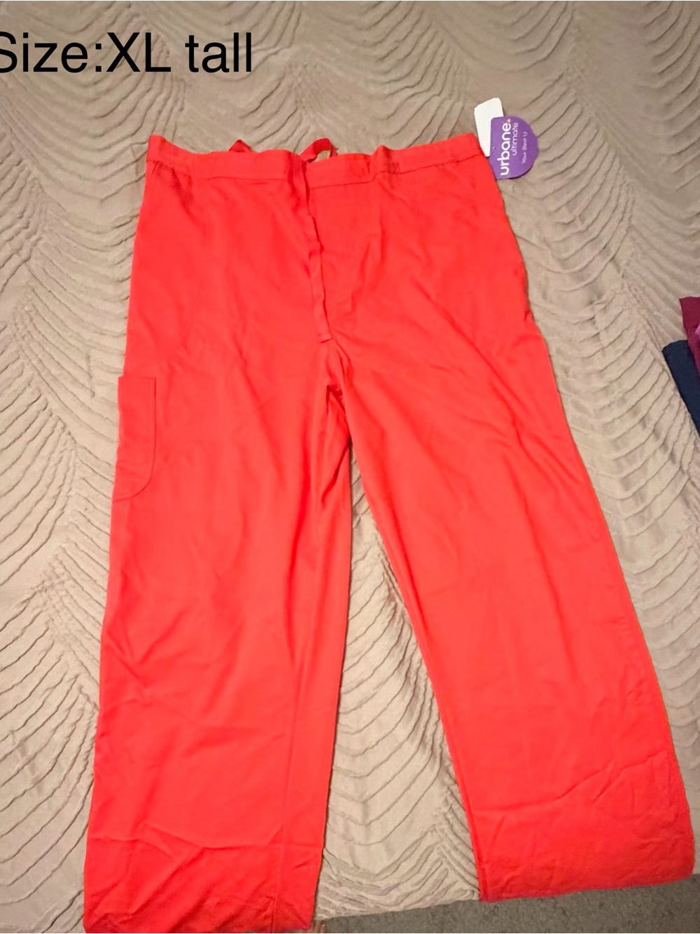 Urbane Straight-Leg Scrub Pants in Bright Coral